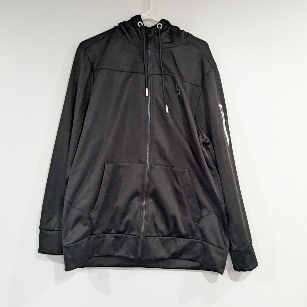 Spyder Active Sport Insulated Hooded Zip Up Jacket Sweater Black Size XL